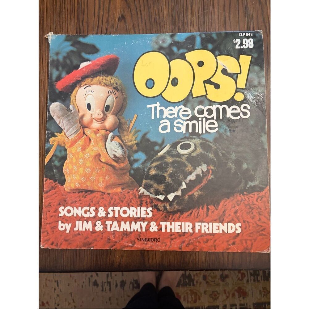 Oops! There Comes a Smile Jim & Tammy Baker 1975 vintage LP Record. Kids.